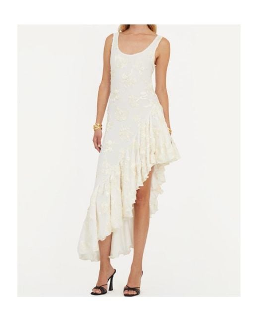 ROTATE BIRGER CHRISTENSEN White Flower-Mesh Ruffle Dress