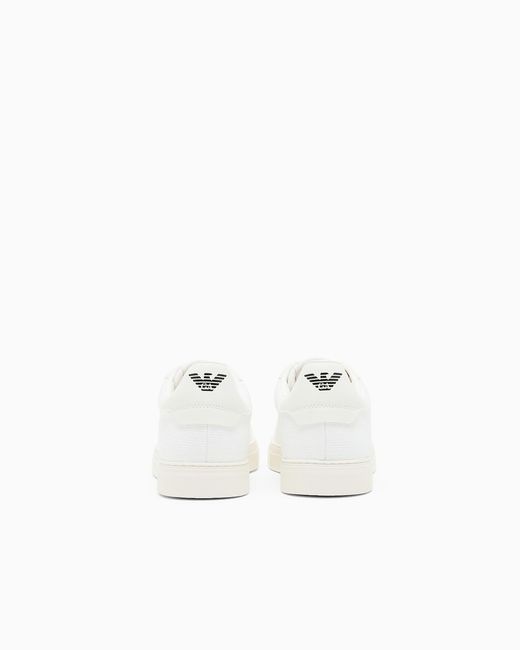Emporio Armani White Lace-Up Low-Top Sneakers for men