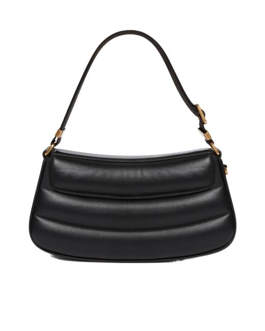 Stella McCartney Black S-Wave Logo Plaque Foldover Shoulder Bag