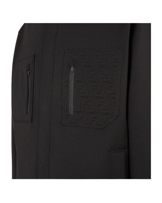 Fendi Black Ff Motif Ski Shirt Jacket for men