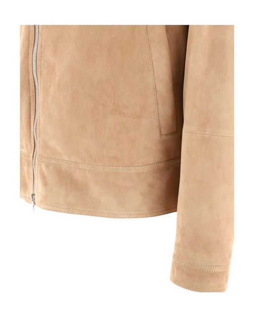Brunello Cucinelli Natural Suede Biker Jacket for men