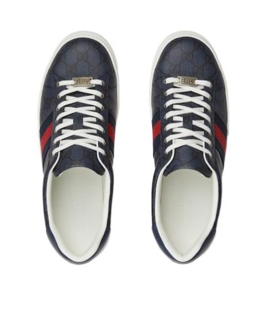 Gucci Blue Ace Sneaker With Web for men