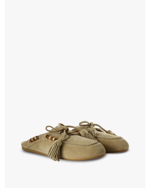 Miu Miu Brown Round-Toe Mules