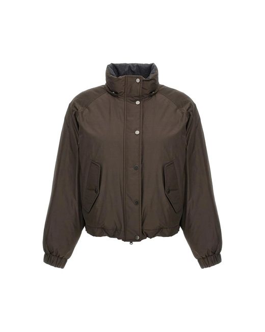 Brunello Cucinelli Green Long-Sleeved Down Jacket