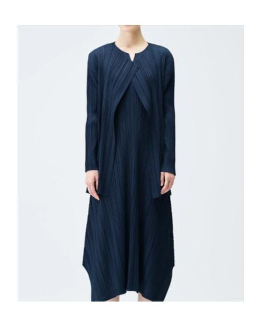 Pleats Please Issey Miyake Blue Pleats Please Issey Miyake Mellow Pleats Coat