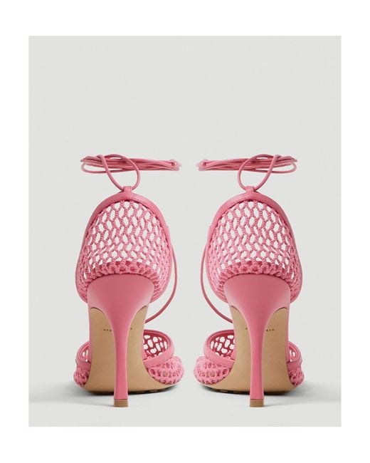 Bottega Veneta Pink Stretch Lace Sandals