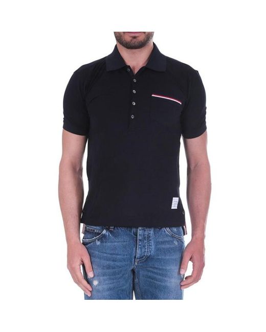 Thom Browne Blue Rwb Short-Sleeved Polo Shirt for men