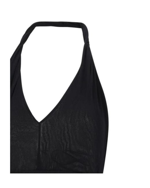 The Attico Black The Halterneck Tulle Stretch Midi Dress