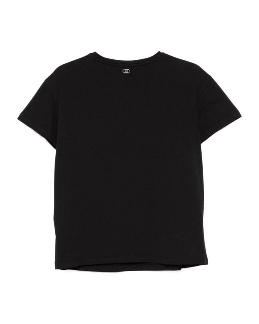 Liu Jo Black Crewneck Embellished T-Shirt