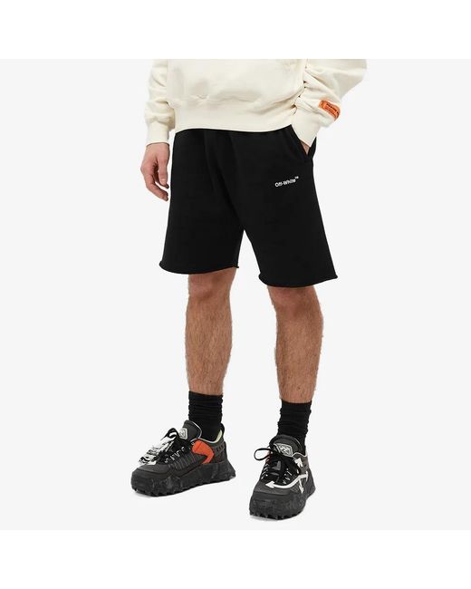 Off-White c/o Virgil Abloh Black Logo-Print Cotton Track Shorts for men