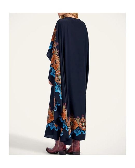 LaDoubleJ Blue Floral-Print Midi Day Dress