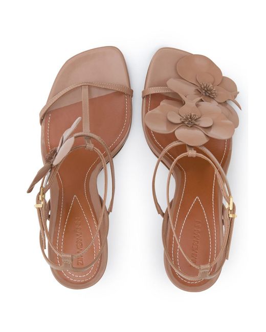 Zimmermann Brown Flower Open-Toe Sandals
