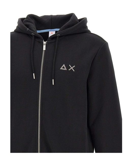 Sun 68 Blue Zip-Up Logo Hoodie for men