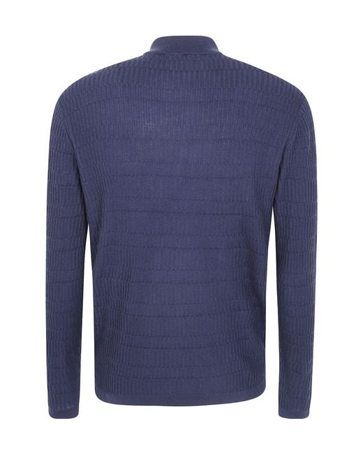 Emporio Armani Blue Long-Sleeved Zipped Cardigan for men