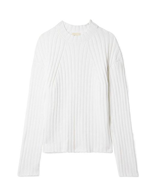Khaite White Long-Sleeved Sweater