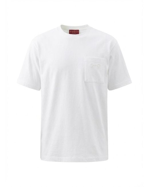 Gucci White Horsebit-Embroidered T-Shirt for men
