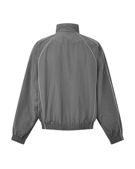 Balenciaga Gray Zip-Up Stand Collar Track Jacket for men