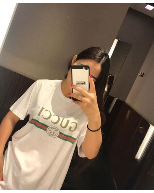 Gucci White Oversize Washed T-Shirt With Logo for men