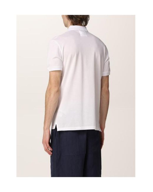 Emporio Armani White Logo-Embroidered Polo Shirt for men