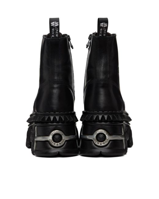 Vetements Black X New Rock Collaboration Combat Lace-Up Ankle Boots for men