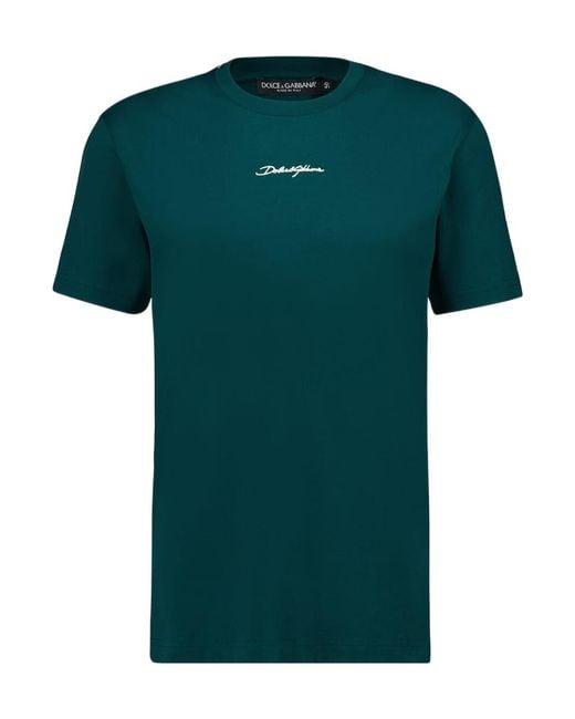 Dolce & Gabbana Green Embroidered T-Shirt for men