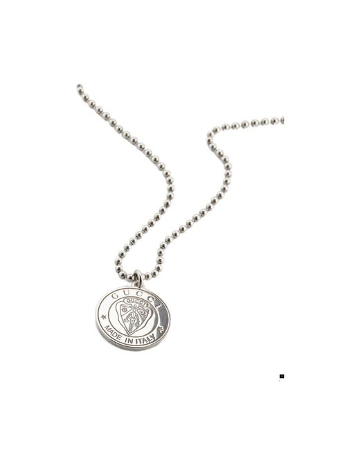 Gucci White Crest Pendant Necklace for men