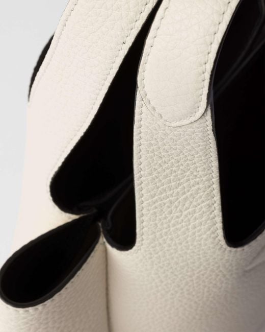 Prada White Logo Shopping Tote Bag