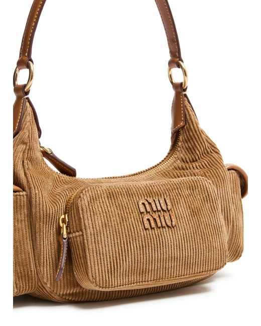 Miu Miu Brown Corduroy Bag With Multiple Pockets