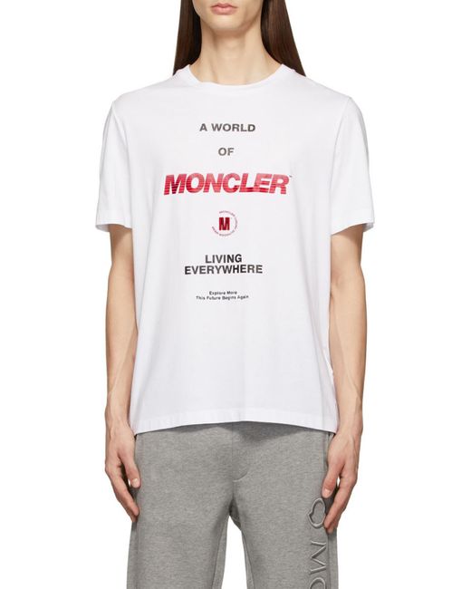 Moncler White Logo Print T-Shirt for men