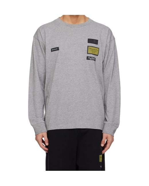 MM6 by Maison Margiela Gray Crew Neck Long-Sleeved T-Shirt for men