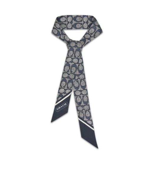 COACH White Pattern Silk Scarf