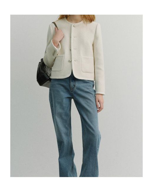 DUNST White Crew Neck Pocket Jacket for men