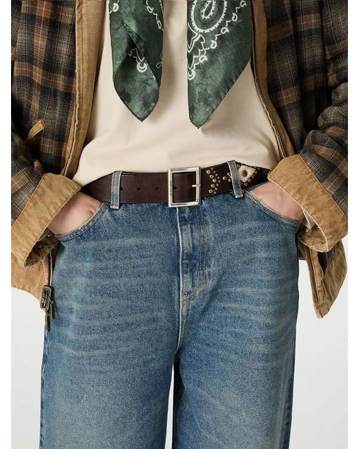 Golden Goose Deluxe Brand Brown Studded Pony-Hair Belt