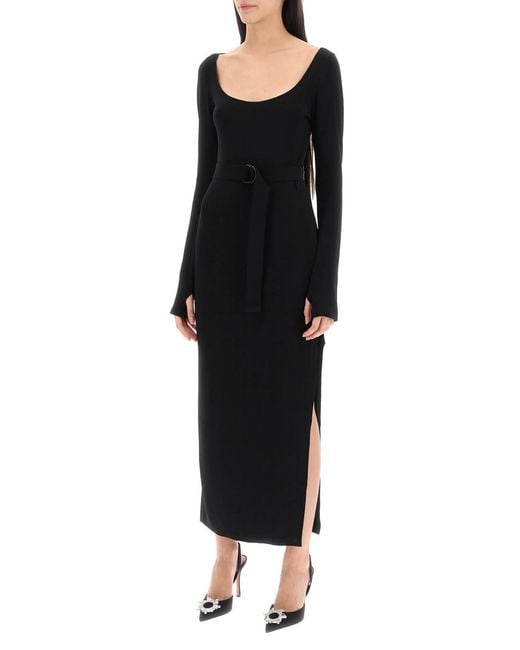 Norma Kamali Black Belted Long Sleeve Dress
