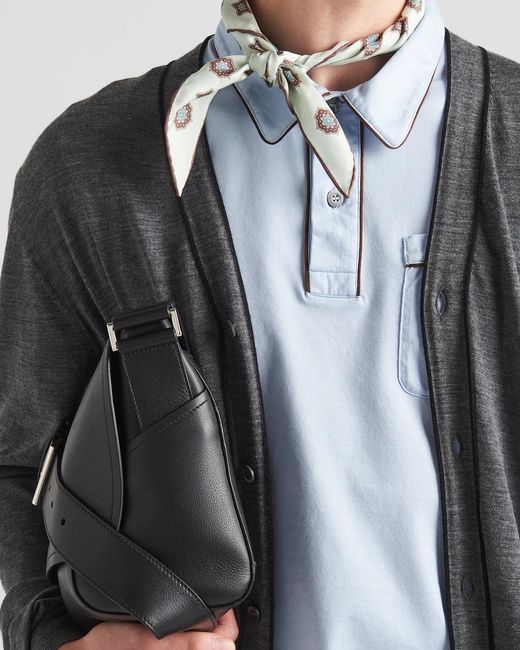 Prada Gray Wool Cardigan for men