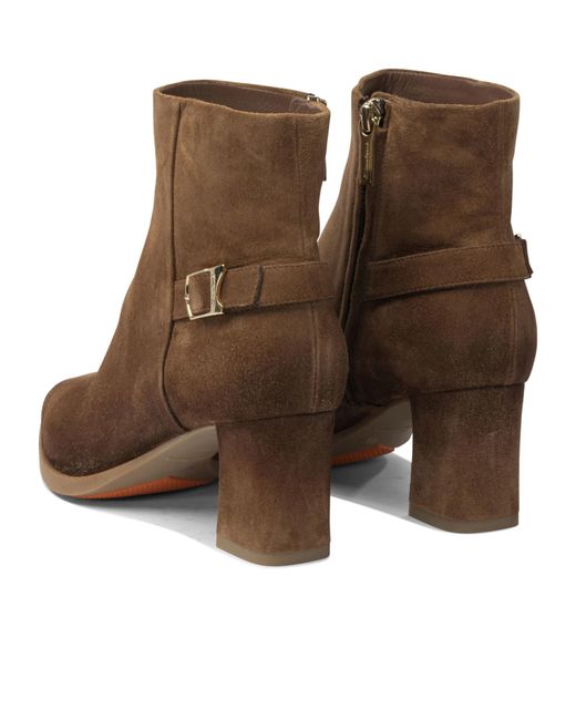 Santoni Brown Pointed High-Heeled Ankle Boots