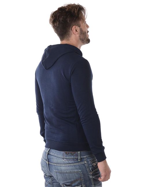 Emporio Armani Blue Hooded Long-Sleeved Sweater for men