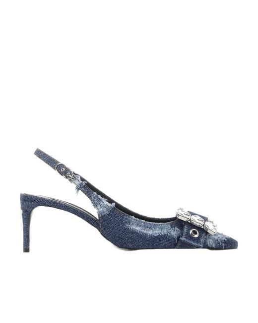 Dolce & Gabbana Blue Pointed-Toe Distressed Pumps