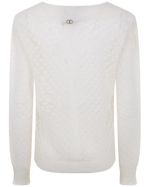 Twinset White Loose Fit Jumper