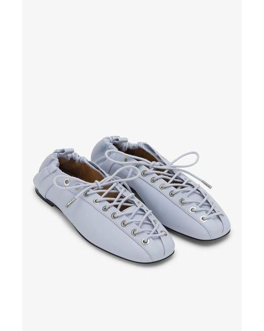 Ganni White Lace-Up Ballerinas