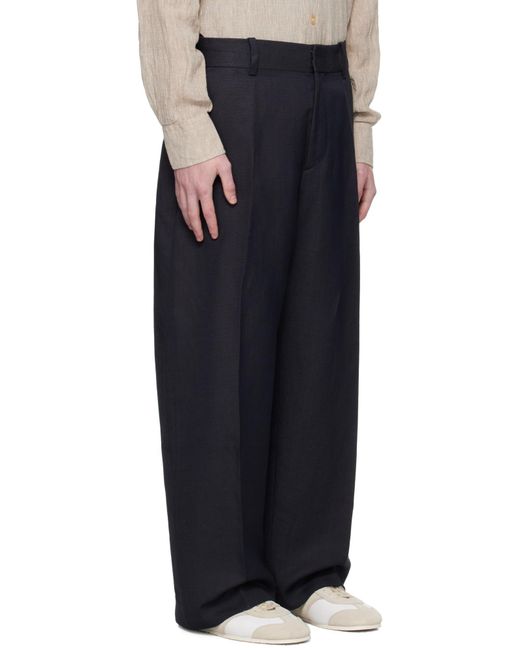Studio Nicholson Black Belt-Lined Casual Pants for men