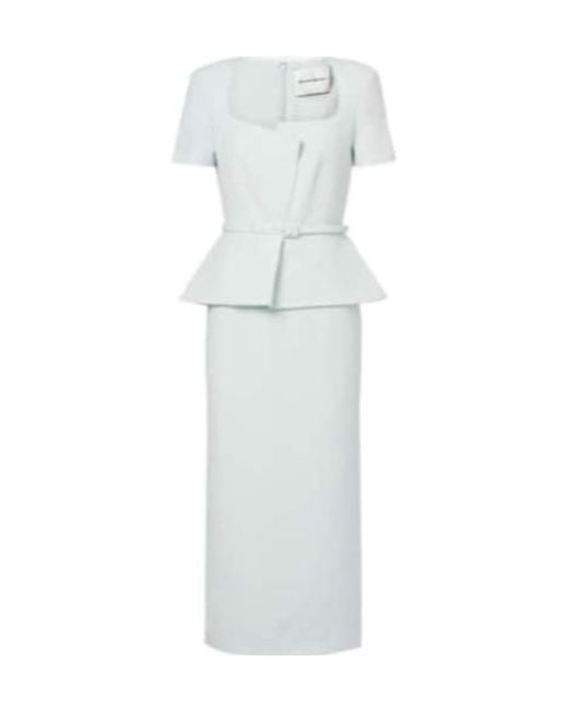 Roland Mouret White Wool And Slik Midi Dress
