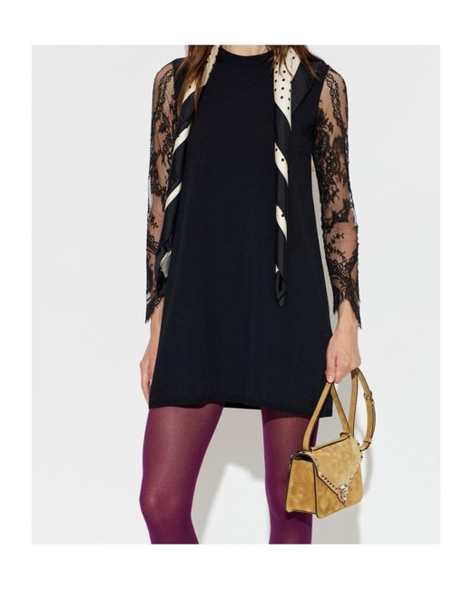 Valentino Black Round Neck Long Sleeve Dress