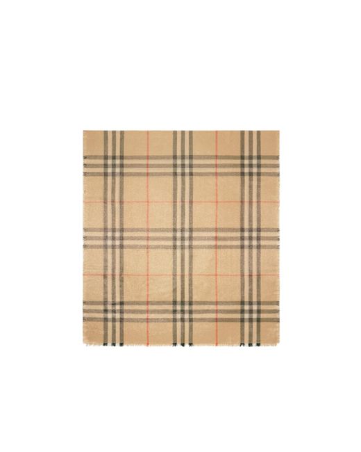 Burberry Natural Checked Frayed-Edge Scarf for men
