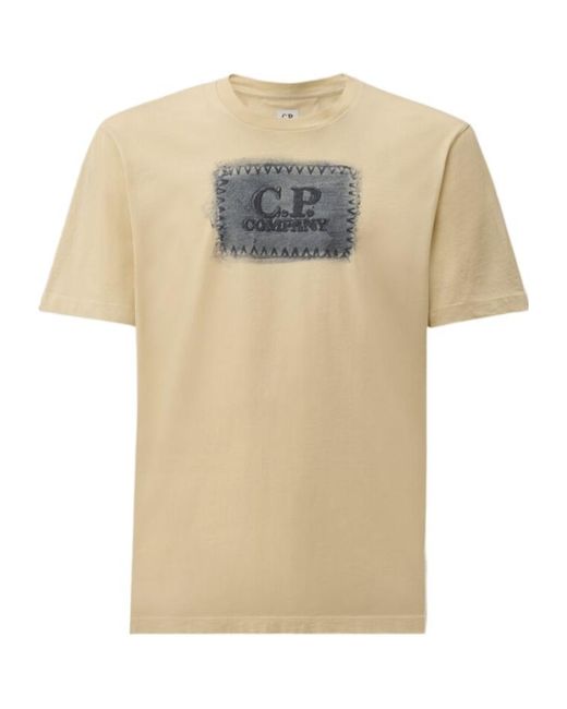 C P Company Natural Logo Patch Short Sleeve T-Shirt for men