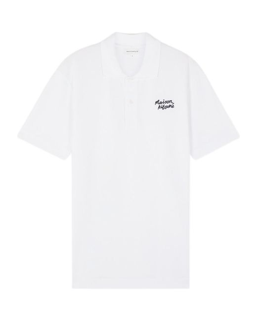 Maison Kitsuné White Maison Kitsuné Handwriting Comfort Polo Shirt for men