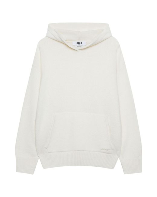 MSGM White Embroidered-Logo Sweatshirt