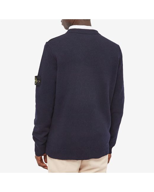 Stone Island Blue Compass-Patch Knitted Jumper for men