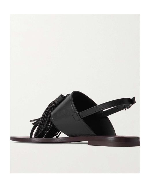 Brunello Cucinelli Black Tassel-Detail Sandals