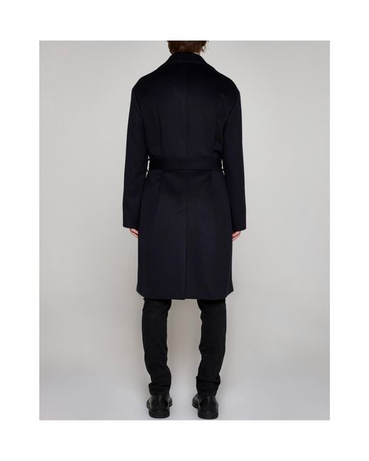 Lardini Black Single Breasted Belted Coat for men